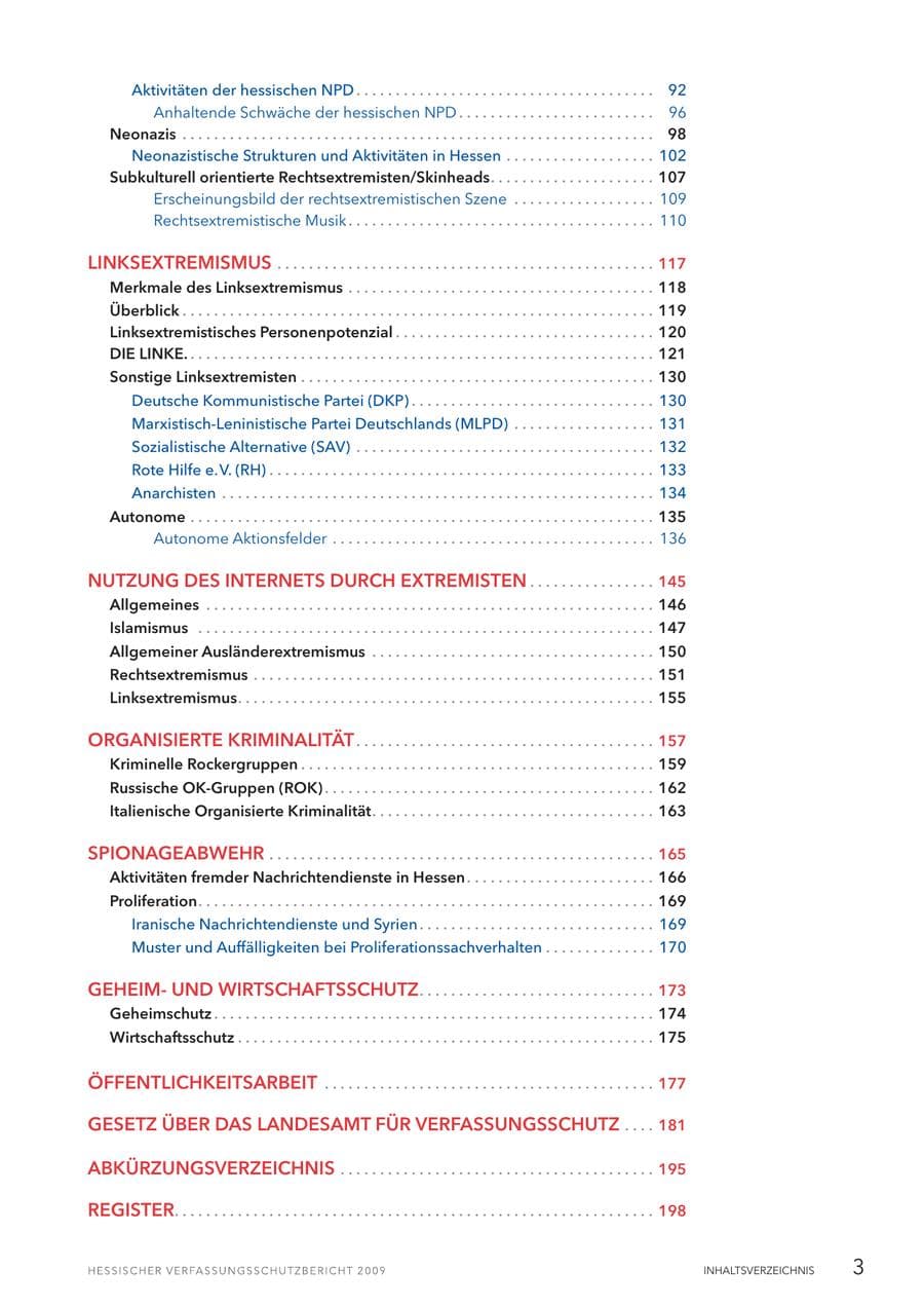 Seite 4 des Verfassungsschutzbericht 2009 Hessen