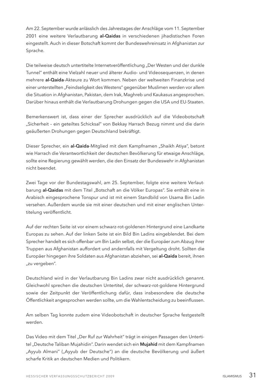Seite 32 des Verfassungsschutzbericht 2009 Hessen