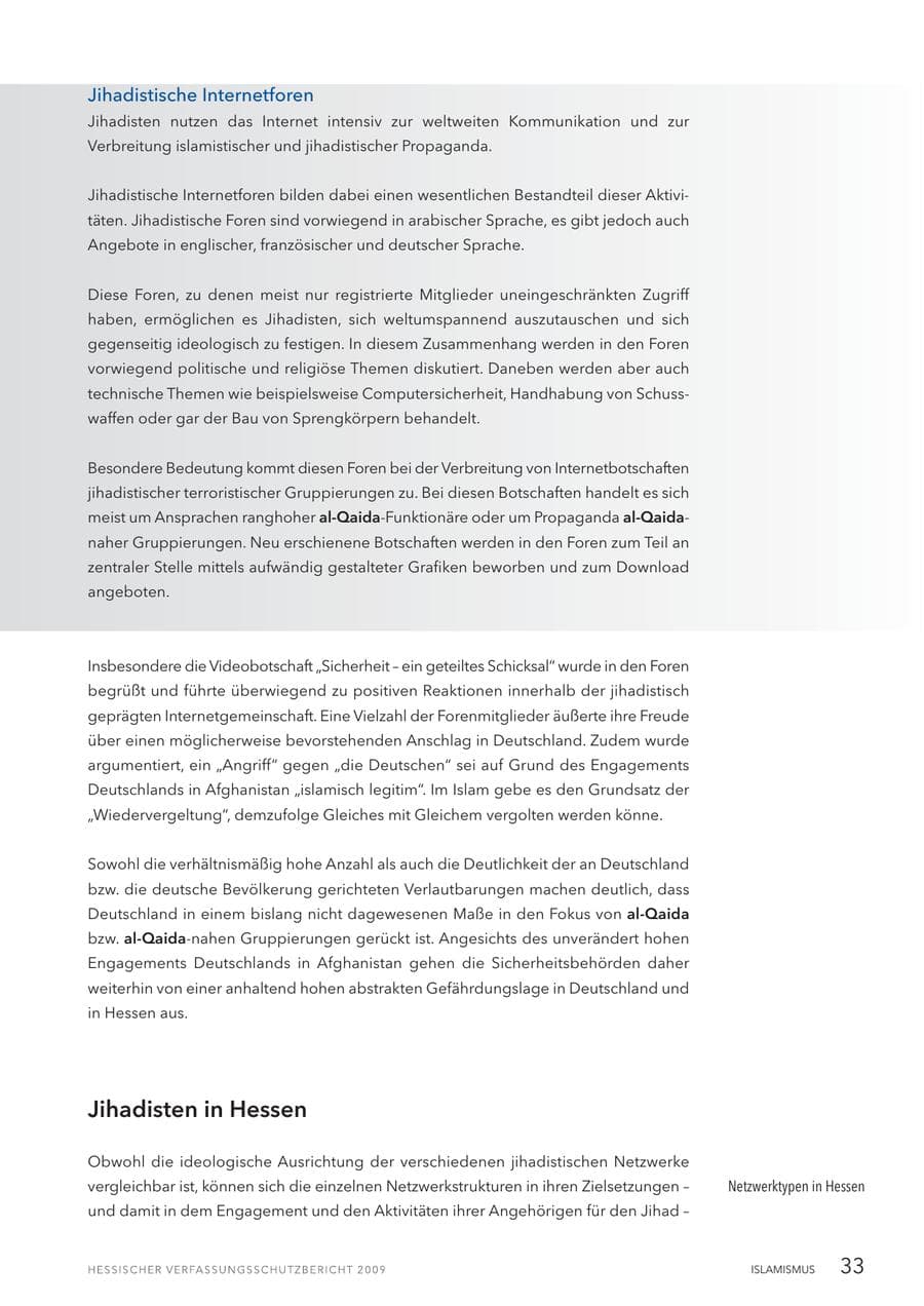 Seite 34 des Verfassungsschutzbericht 2009 Hessen