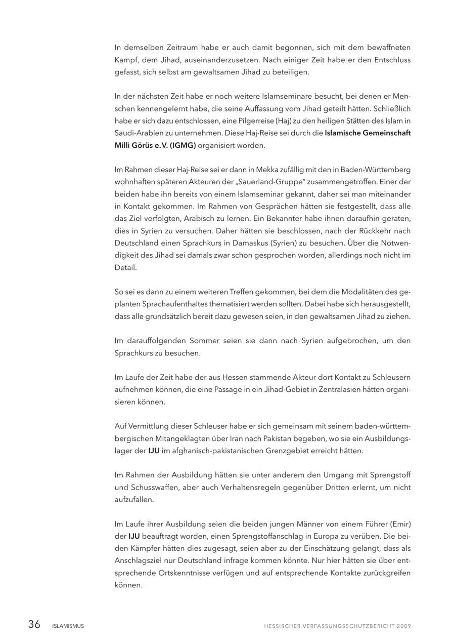 Seite 37 des Verfassungsschutzbericht 2009 Hessen