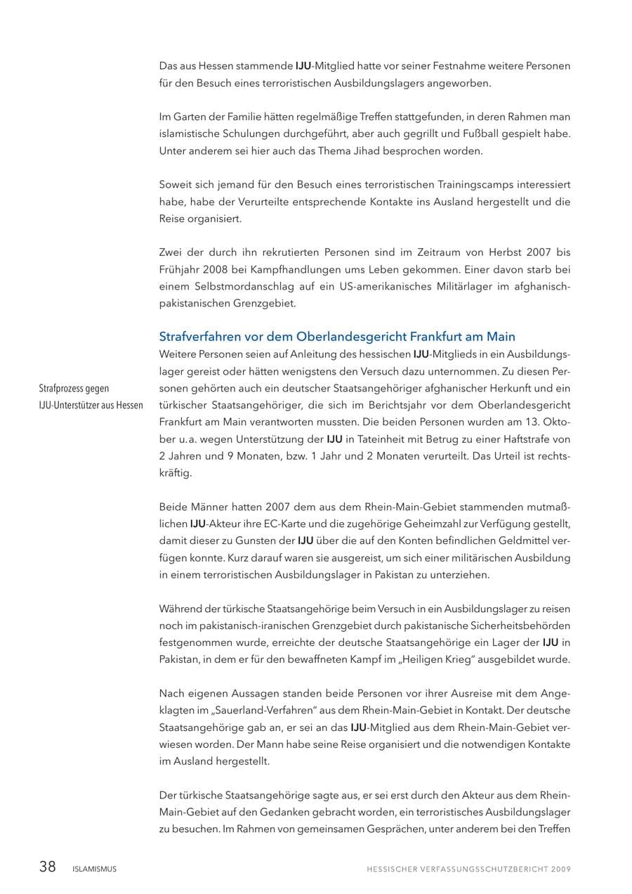 Seite 39 des Verfassungsschutzbericht 2009 Hessen