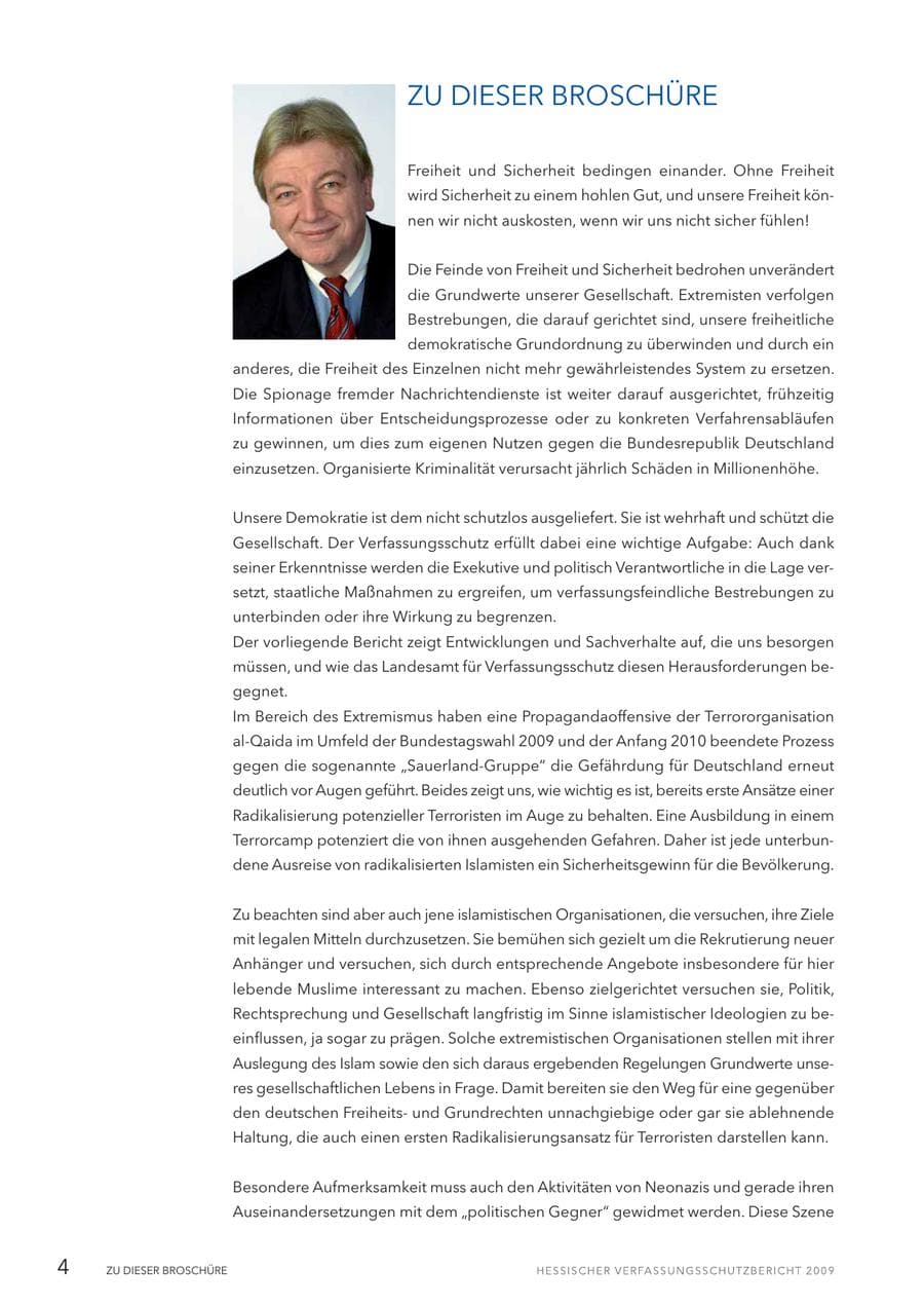 Seite 5 des Verfassungsschutzbericht 2009 Hessen