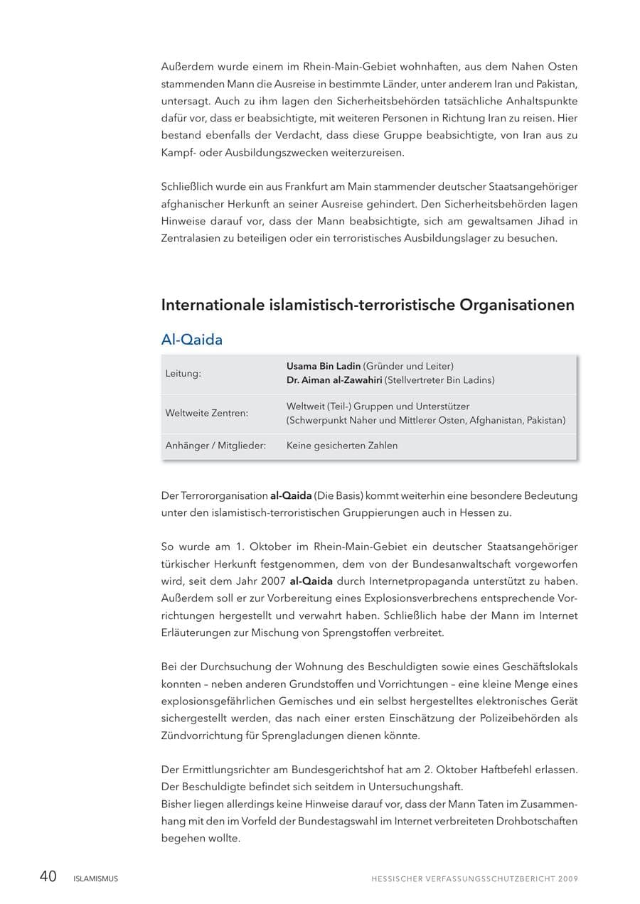 Seite 41 des Verfassungsschutzbericht 2009 Hessen