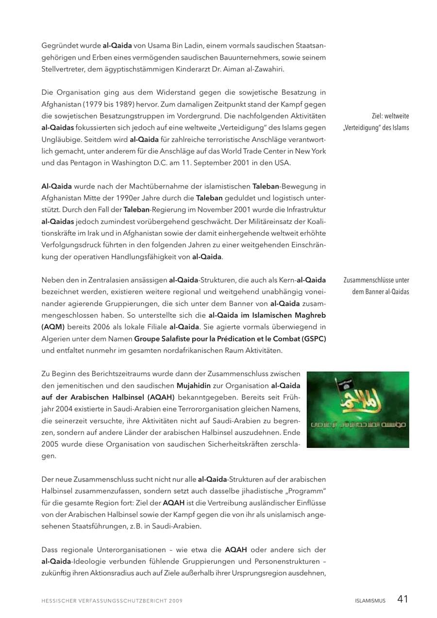 Seite 42 des Verfassungsschutzbericht 2009 Hessen