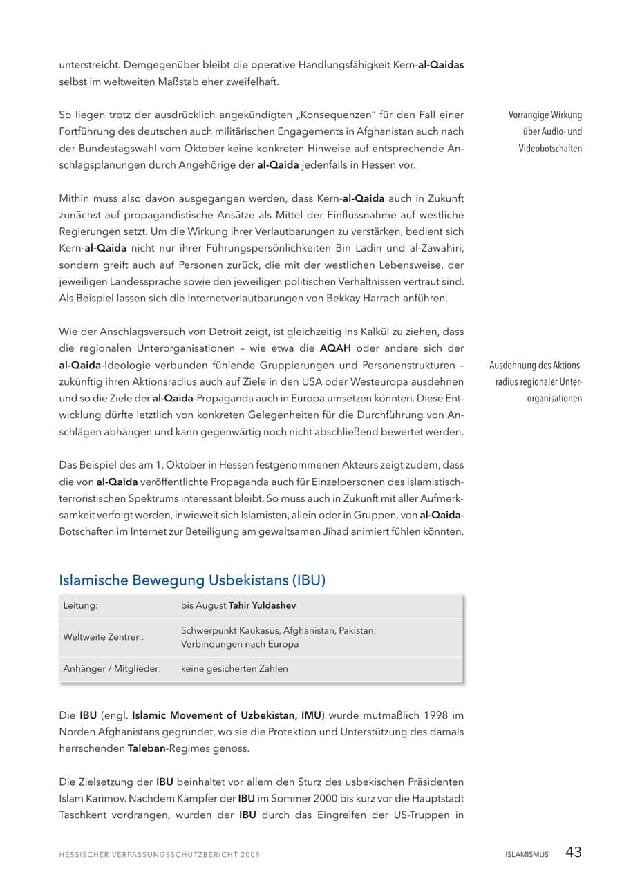 Seite 44 des Verfassungsschutzbericht 2009 Hessen