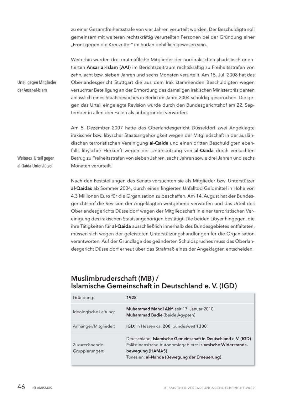 Seite 47 des Verfassungsschutzbericht 2009 Hessen
