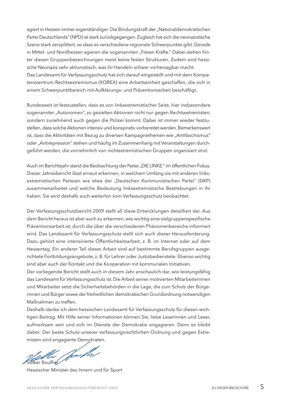 Seite 6 des Verfassungsschutzbericht 2009 Hessen
