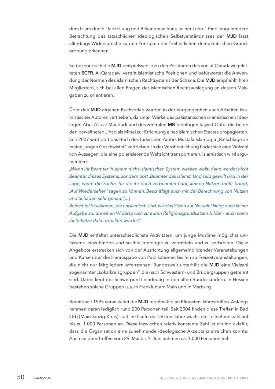 Seite 51 des Verfassungsschutzbericht 2009 Hessen