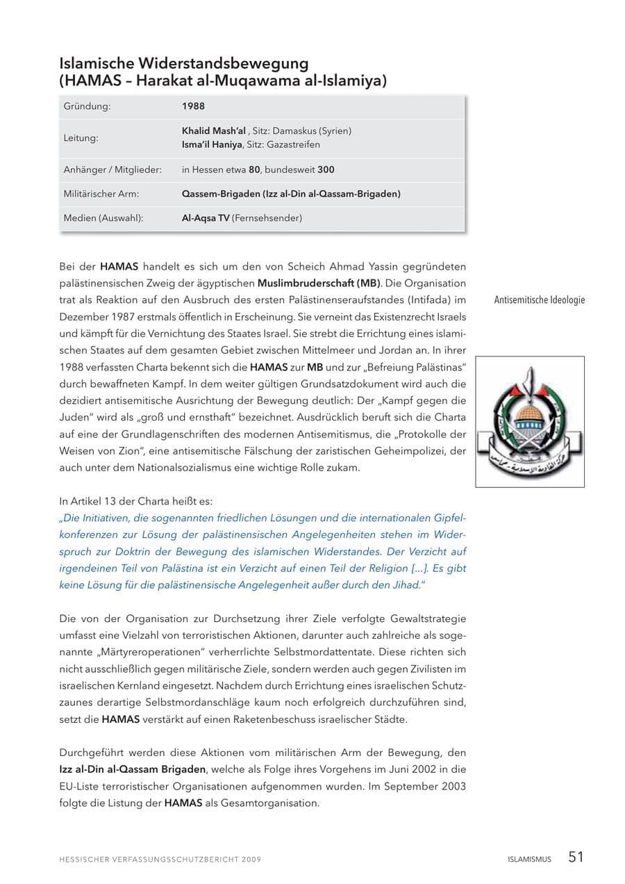 Seite 52 des Verfassungsschutzbericht 2009 Hessen