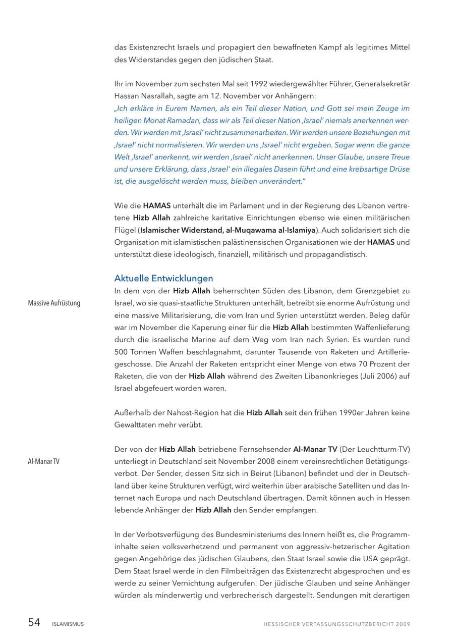 Seite 55 des Verfassungsschutzbericht 2009 Hessen