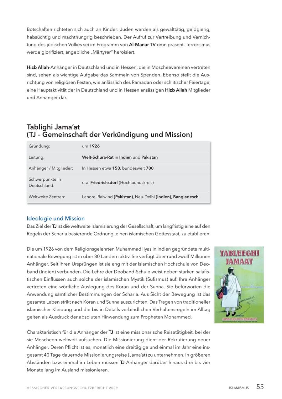 Seite 56 des Verfassungsschutzbericht 2009 Hessen