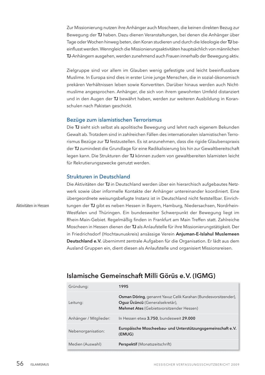 Seite 57 des Verfassungsschutzbericht 2009 Hessen