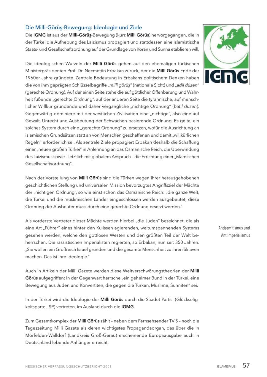 Seite 58 des Verfassungsschutzbericht 2009 Hessen