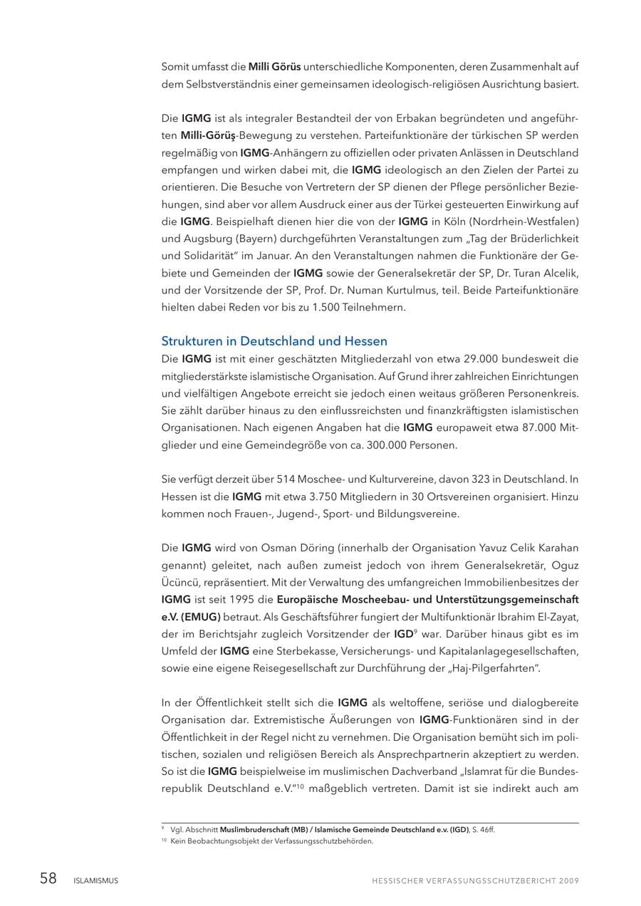 Seite 59 des Verfassungsschutzbericht 2009 Hessen