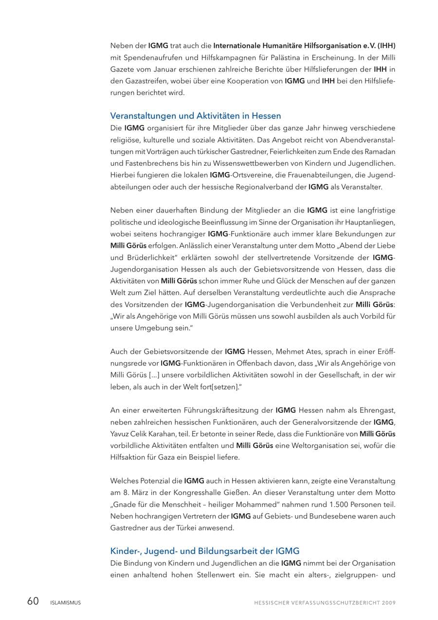 Seite 61 des Verfassungsschutzbericht 2009 Hessen