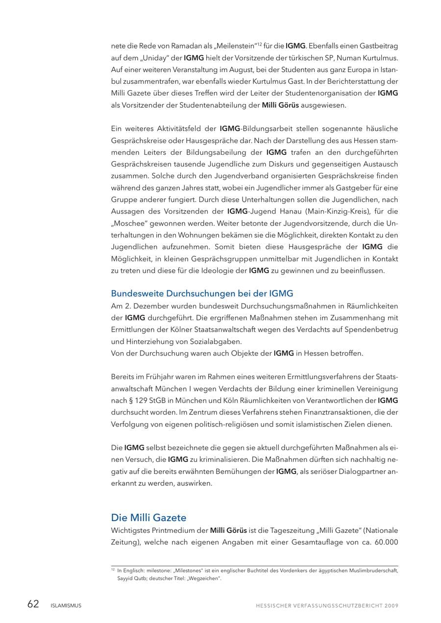 Seite 63 des Verfassungsschutzbericht 2009 Hessen
