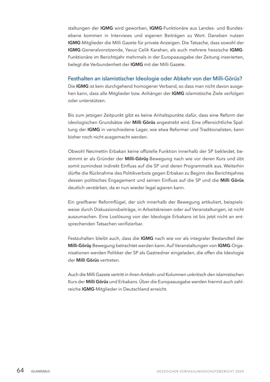 Seite 65 des Verfassungsschutzbericht 2009 Hessen