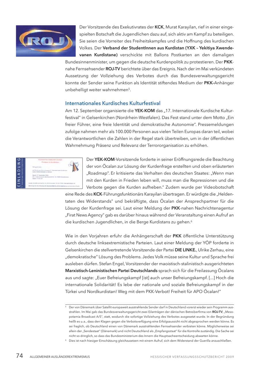 Seite 75 des Verfassungsschutzbericht 2009 Hessen
