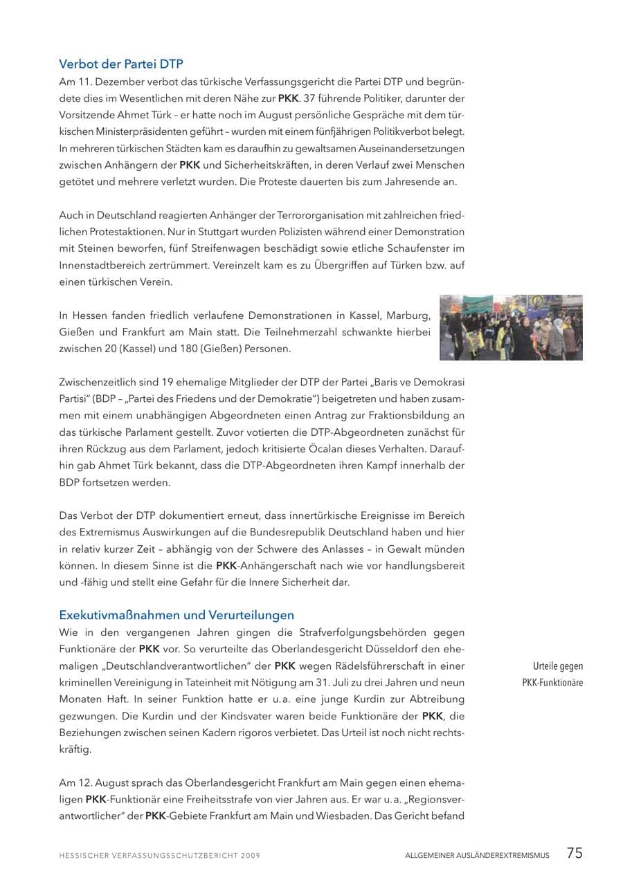 Seite 76 des Verfassungsschutzbericht 2009 Hessen