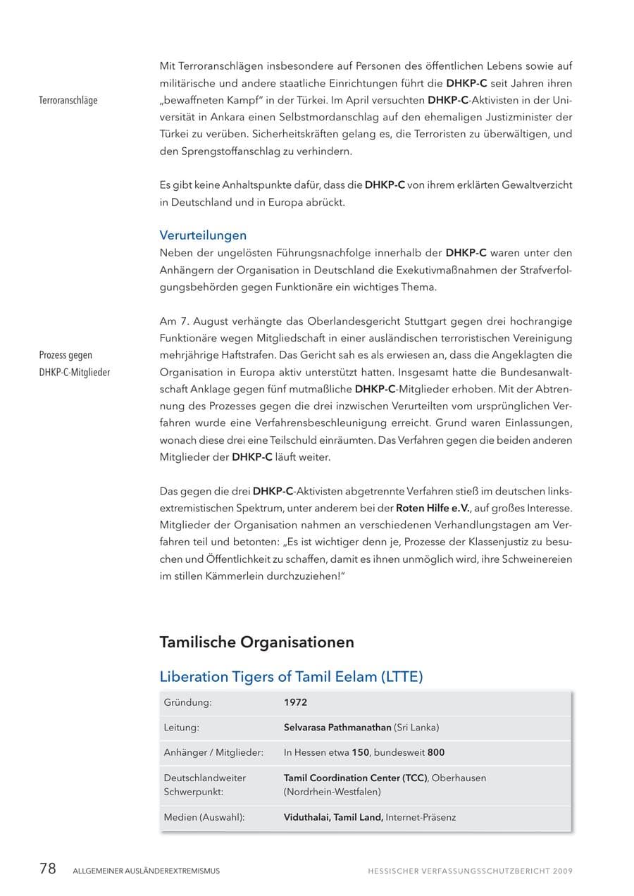 Seite 79 des Verfassungsschutzbericht 2009 Hessen