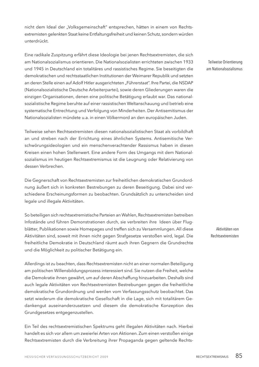 Seite 86 des Verfassungsschutzbericht 2009 Hessen