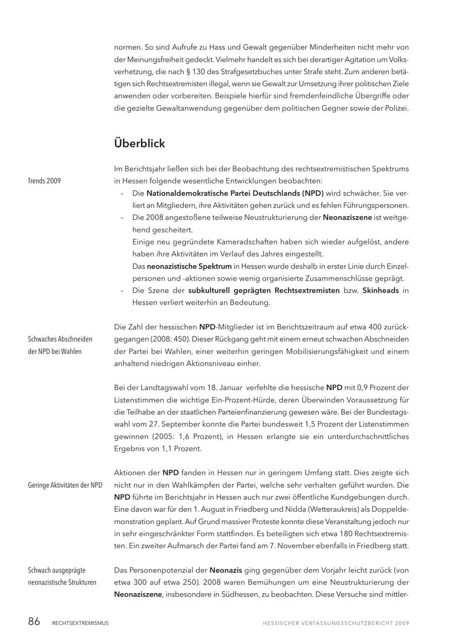 Seite 87 des Verfassungsschutzbericht 2009 Hessen