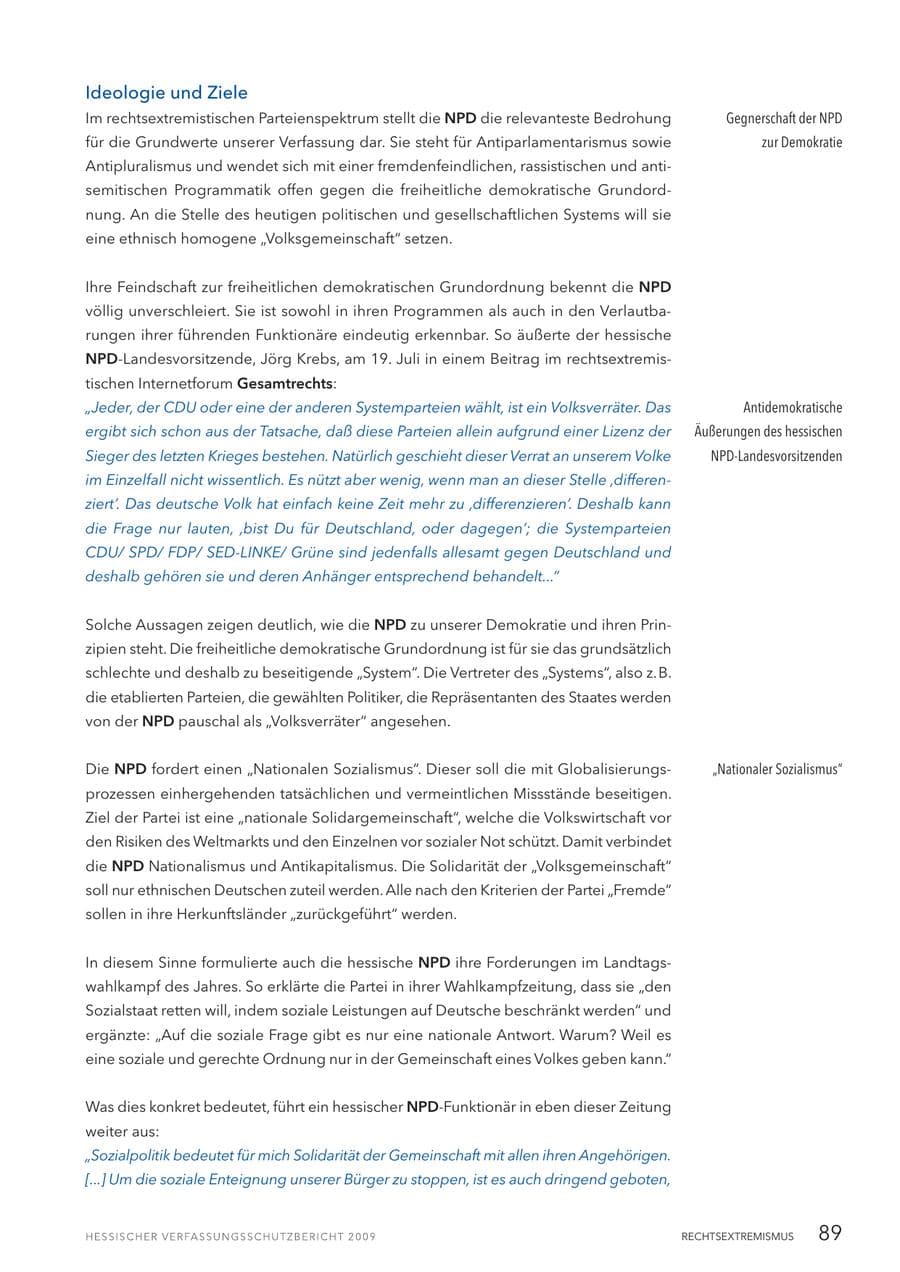 Seite 90 des Verfassungsschutzbericht 2009 Hessen