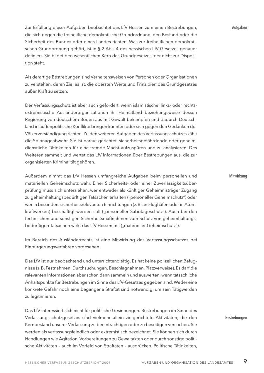 Seite 10 des Verfassungsschutzbericht 2009 Hessen