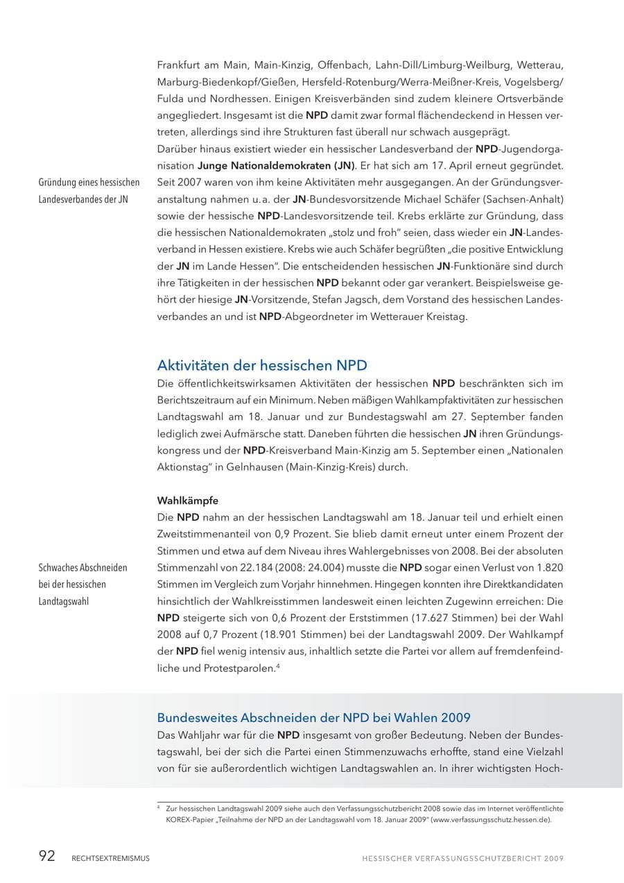 Seite 93 des Verfassungsschutzbericht 2009 Hessen