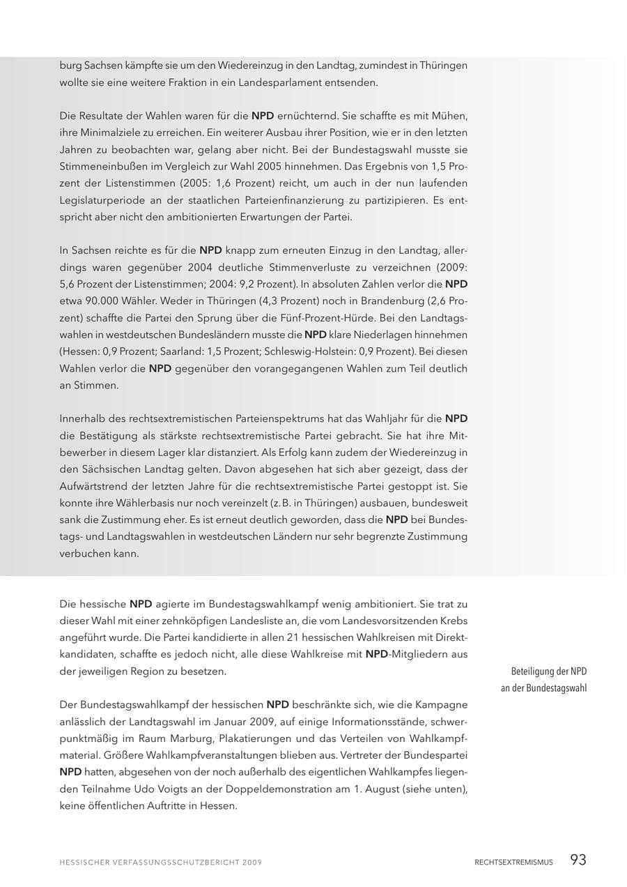 Seite 94 des Verfassungsschutzbericht 2009 Hessen