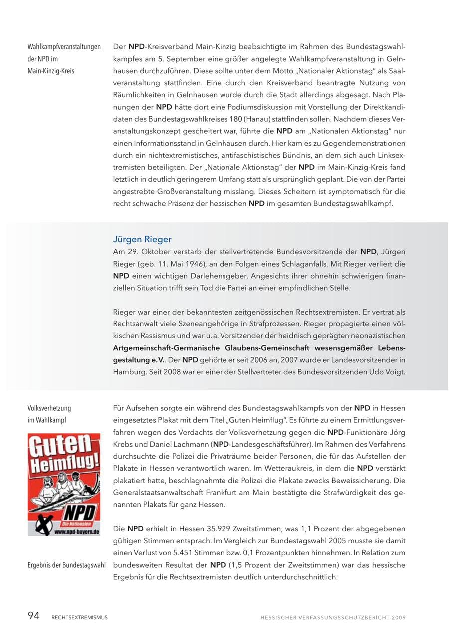 Seite 95 des Verfassungsschutzbericht 2009 Hessen