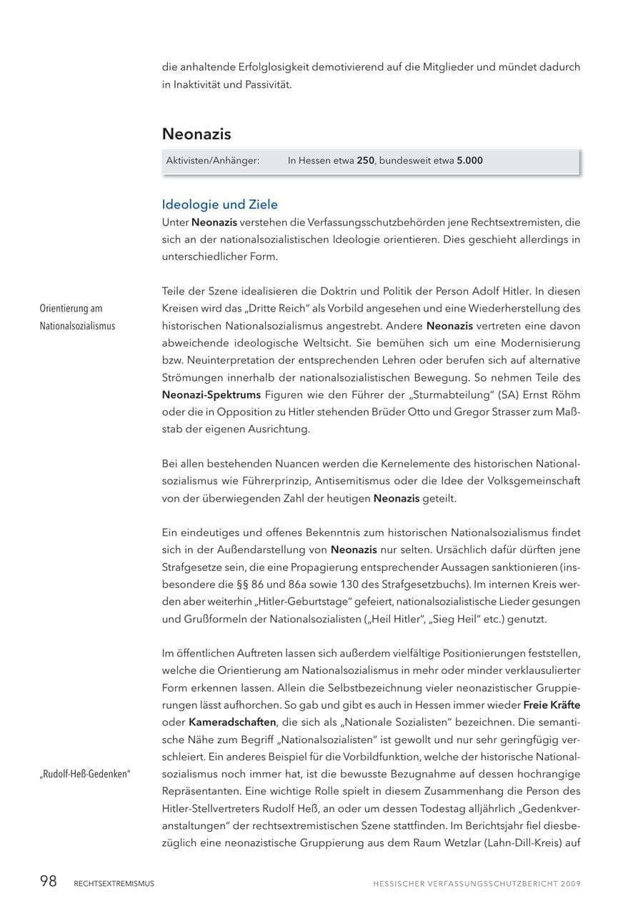 Seite 99 des Verfassungsschutzbericht 2009 Hessen