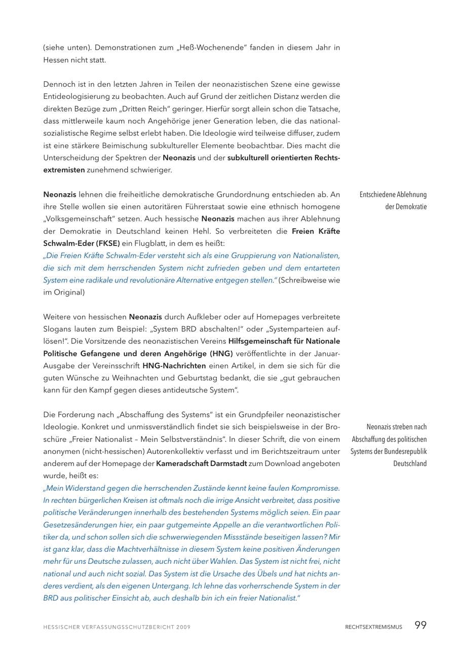 Seite 100 des Verfassungsschutzbericht 2009 Hessen