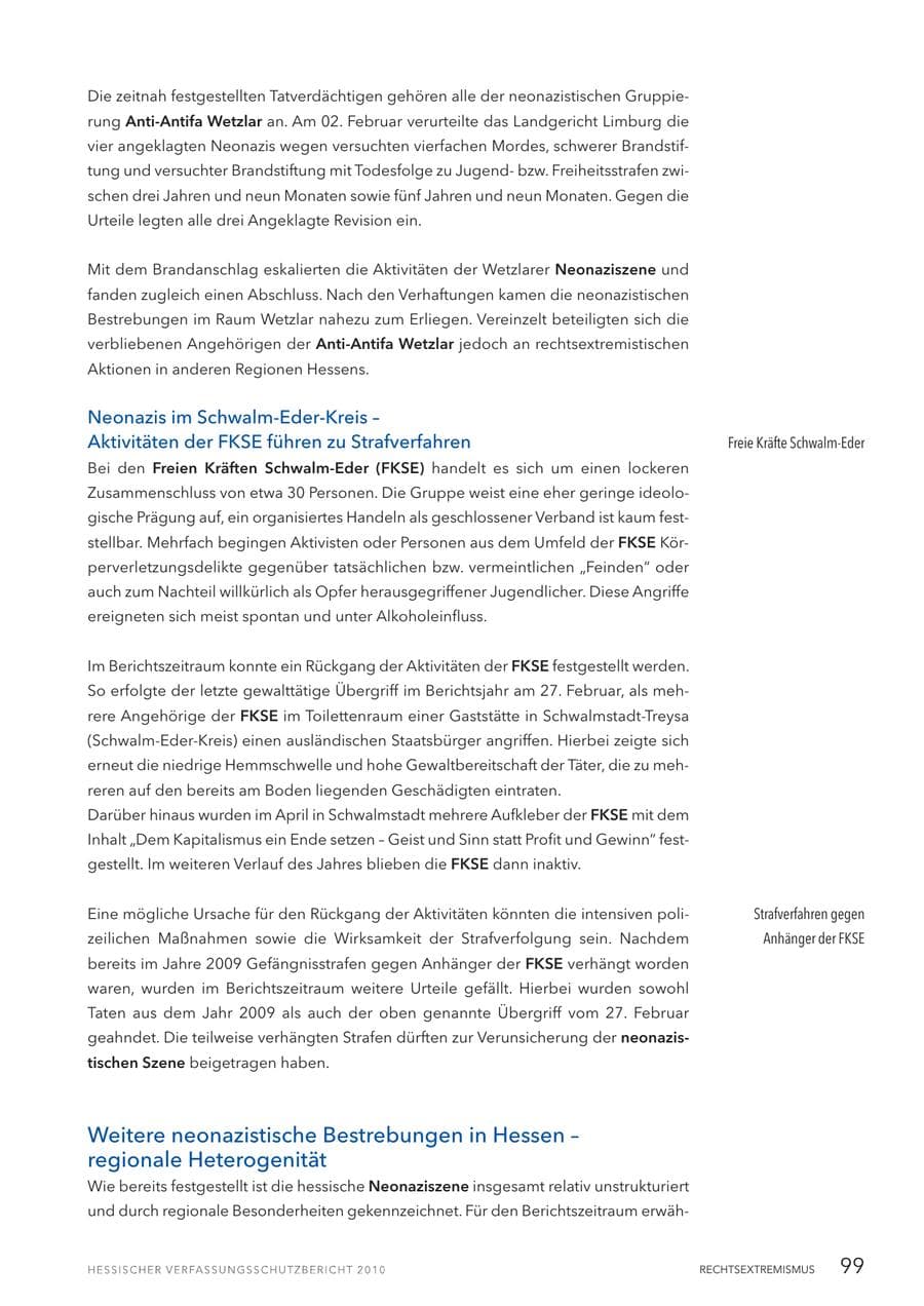 Seite 101 des Verfassungsschutzbericht 2010 Hessen