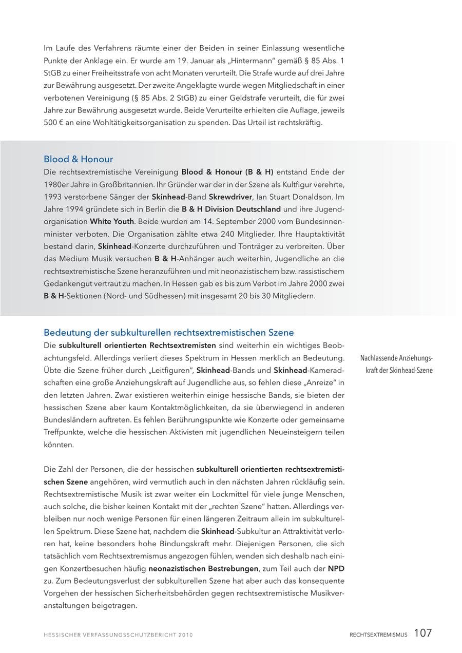 Seite 109 des Verfassungsschutzbericht 2010 Hessen