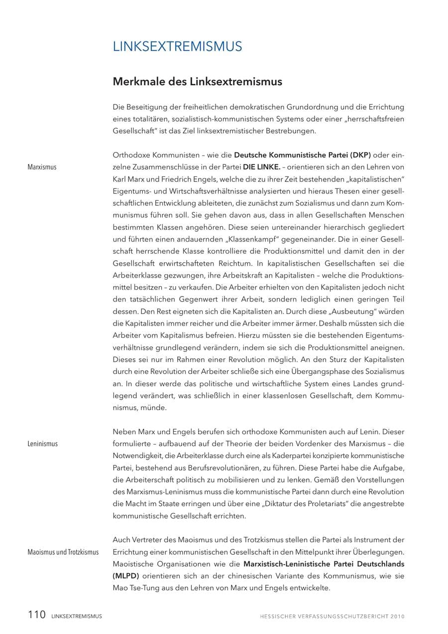 Seite 112 des Verfassungsschutzbericht 2010 Hessen