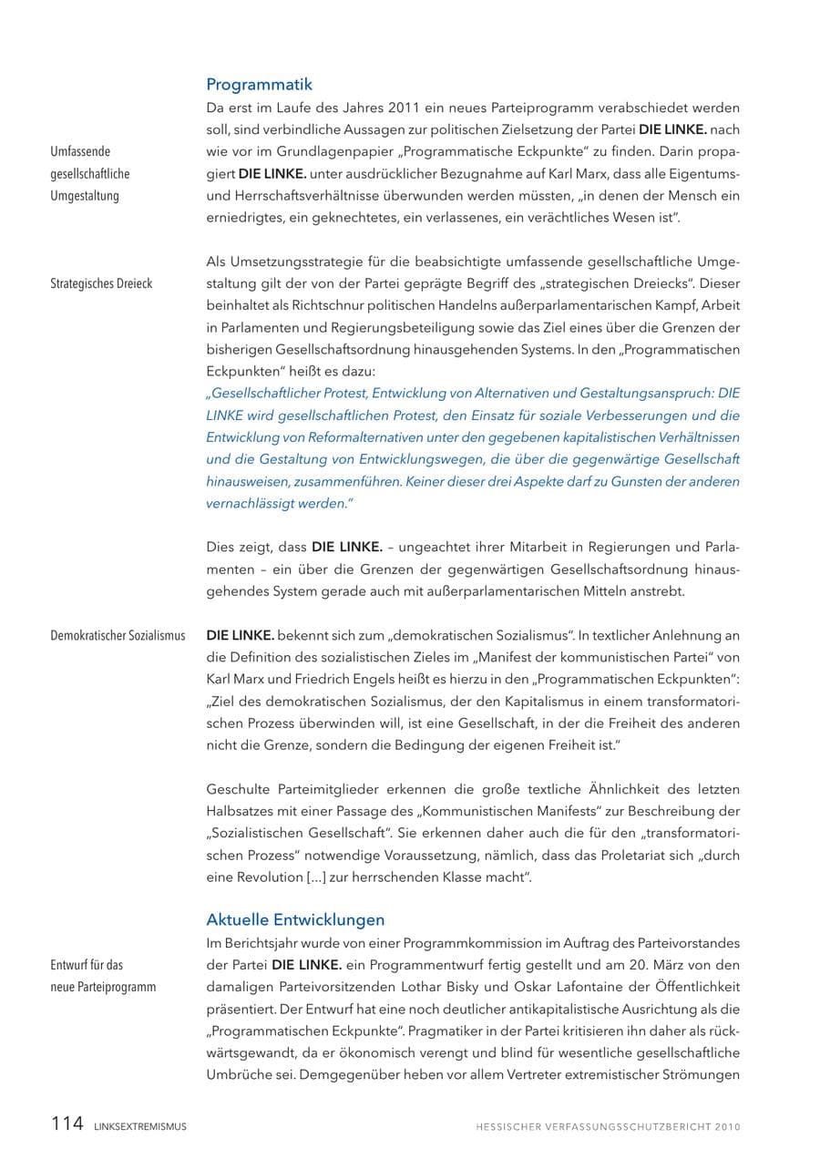 Seite 116 des Verfassungsschutzbericht 2010 Hessen