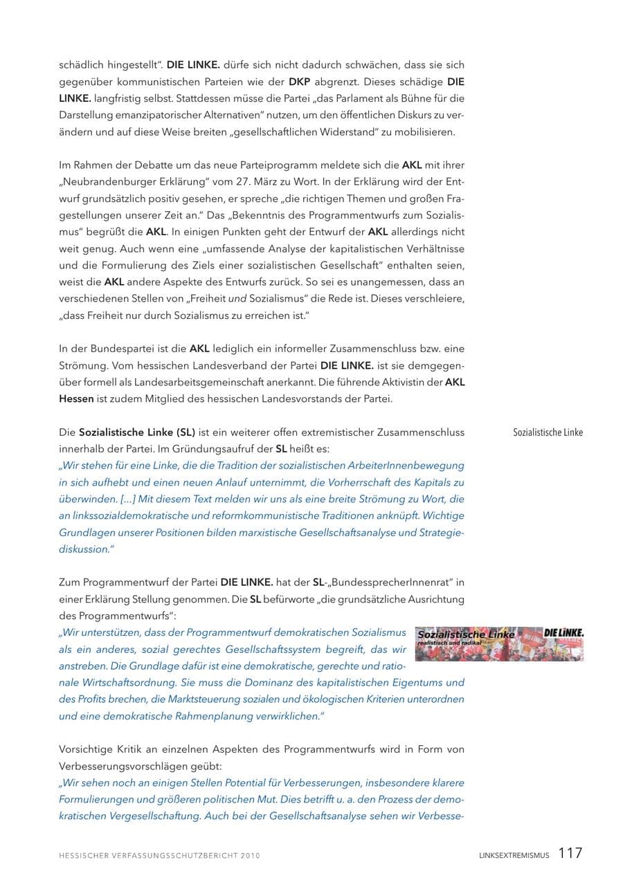 Seite 119 des Verfassungsschutzbericht 2010 Hessen