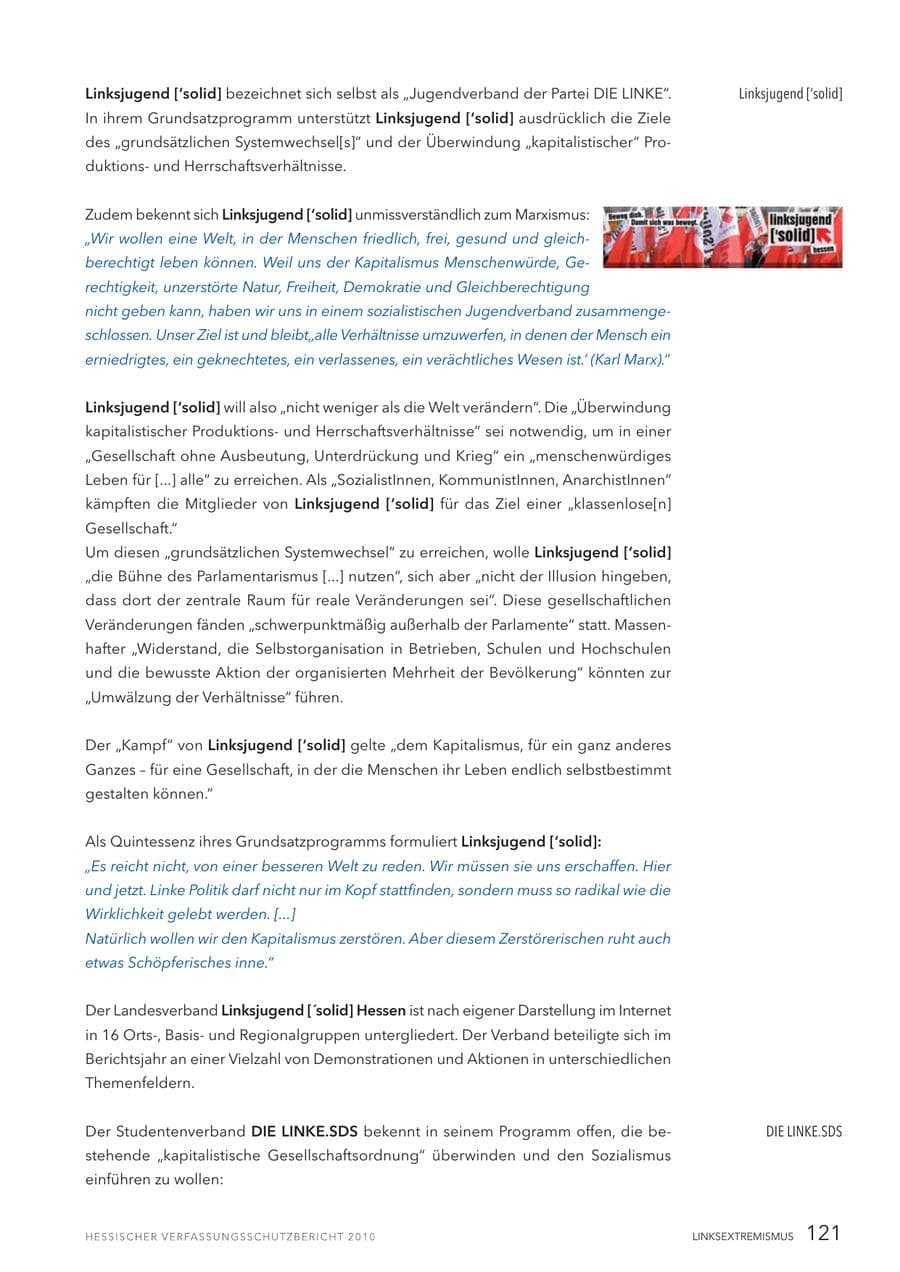 Seite 123 des Verfassungsschutzbericht 2010 Hessen