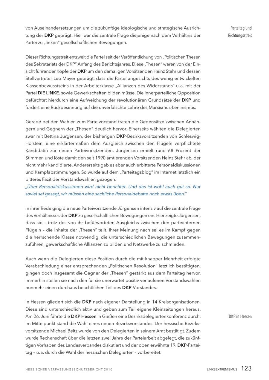 Seite 125 des Verfassungsschutzbericht 2010 Hessen
