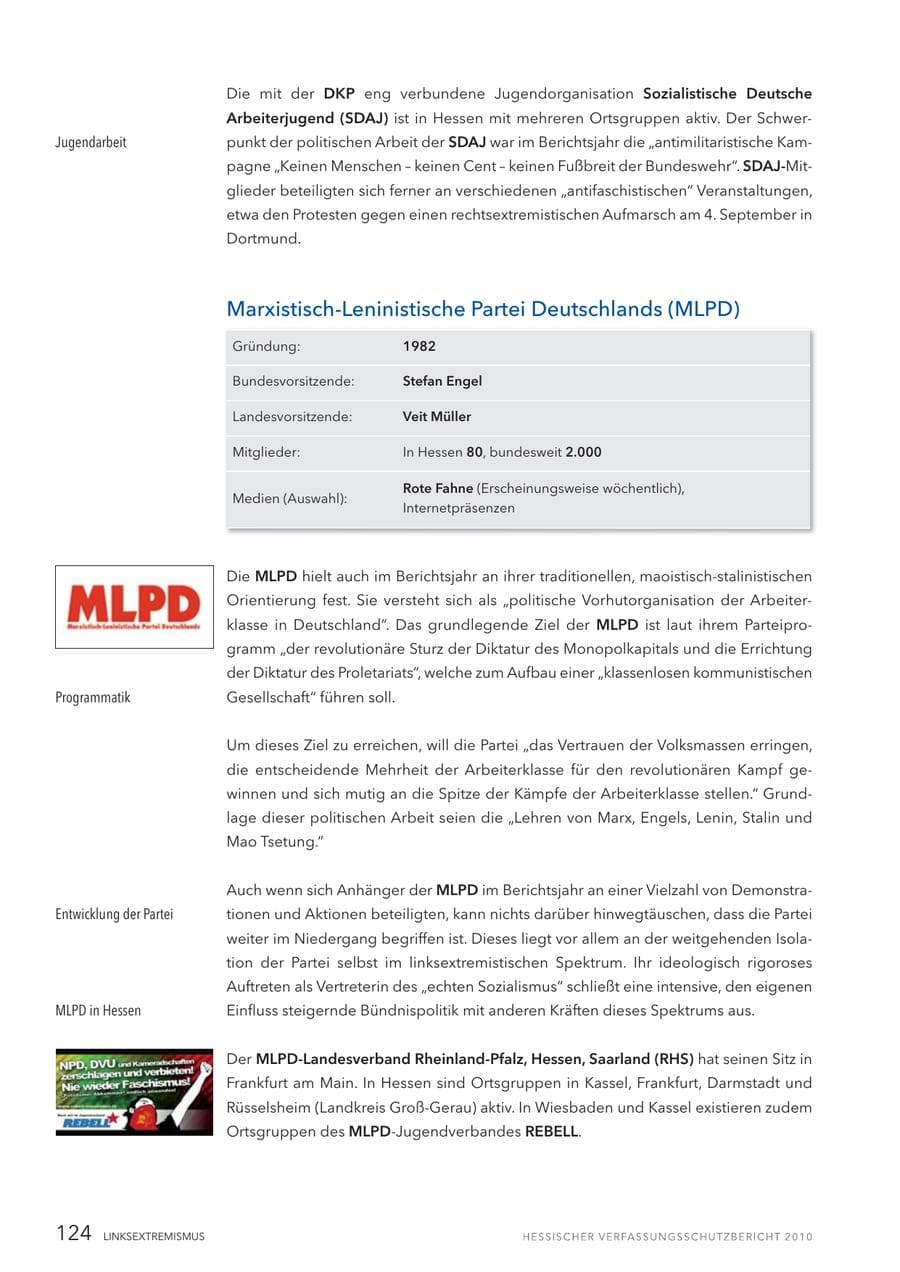 Seite 126 des Verfassungsschutzbericht 2010 Hessen