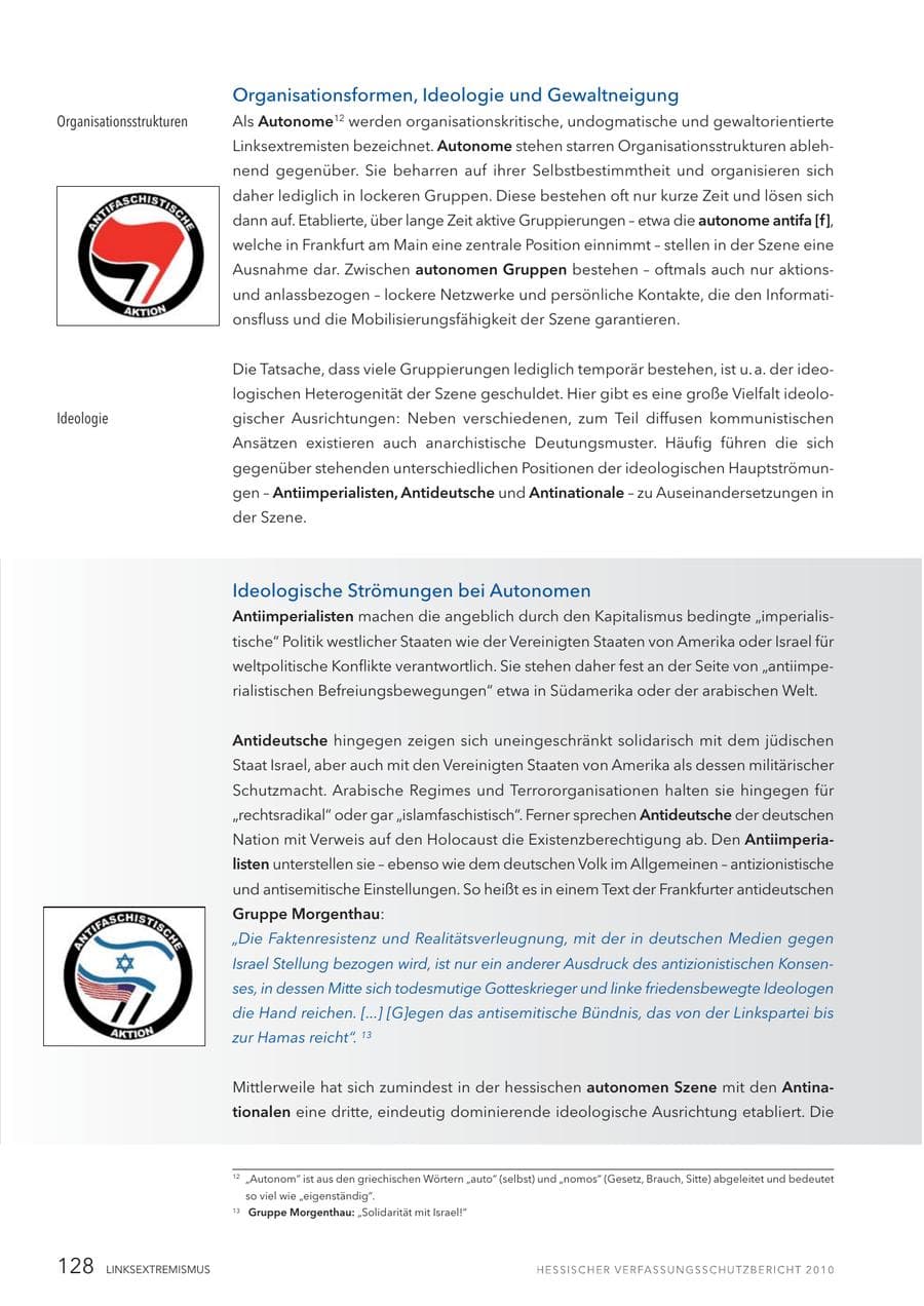 Seite 130 des Verfassungsschutzbericht 2010 Hessen