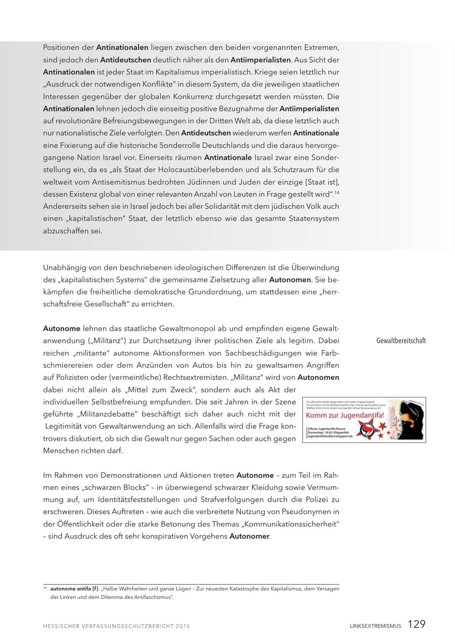 Seite 131 des Verfassungsschutzbericht 2010 Hessen