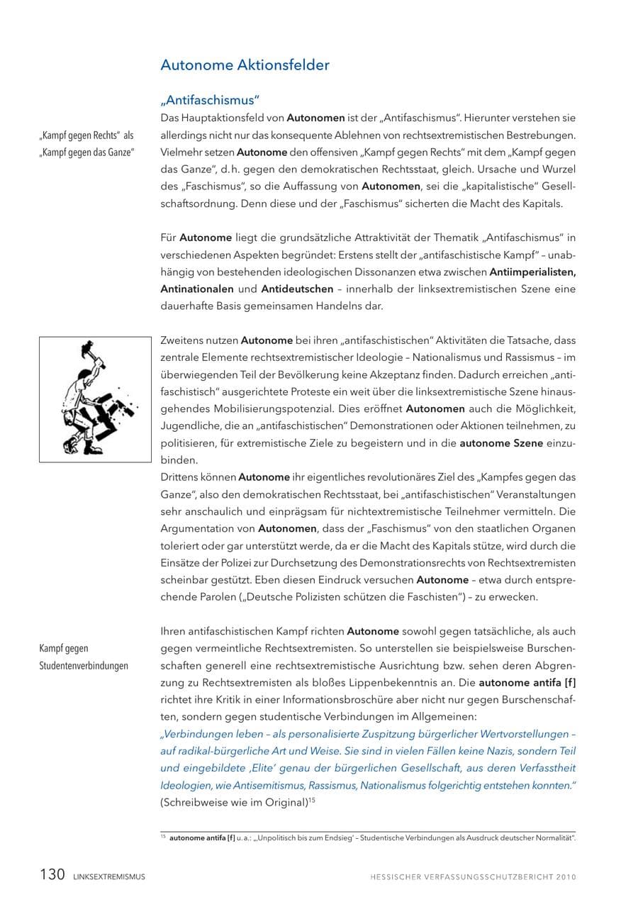 Seite 132 des Verfassungsschutzbericht 2010 Hessen