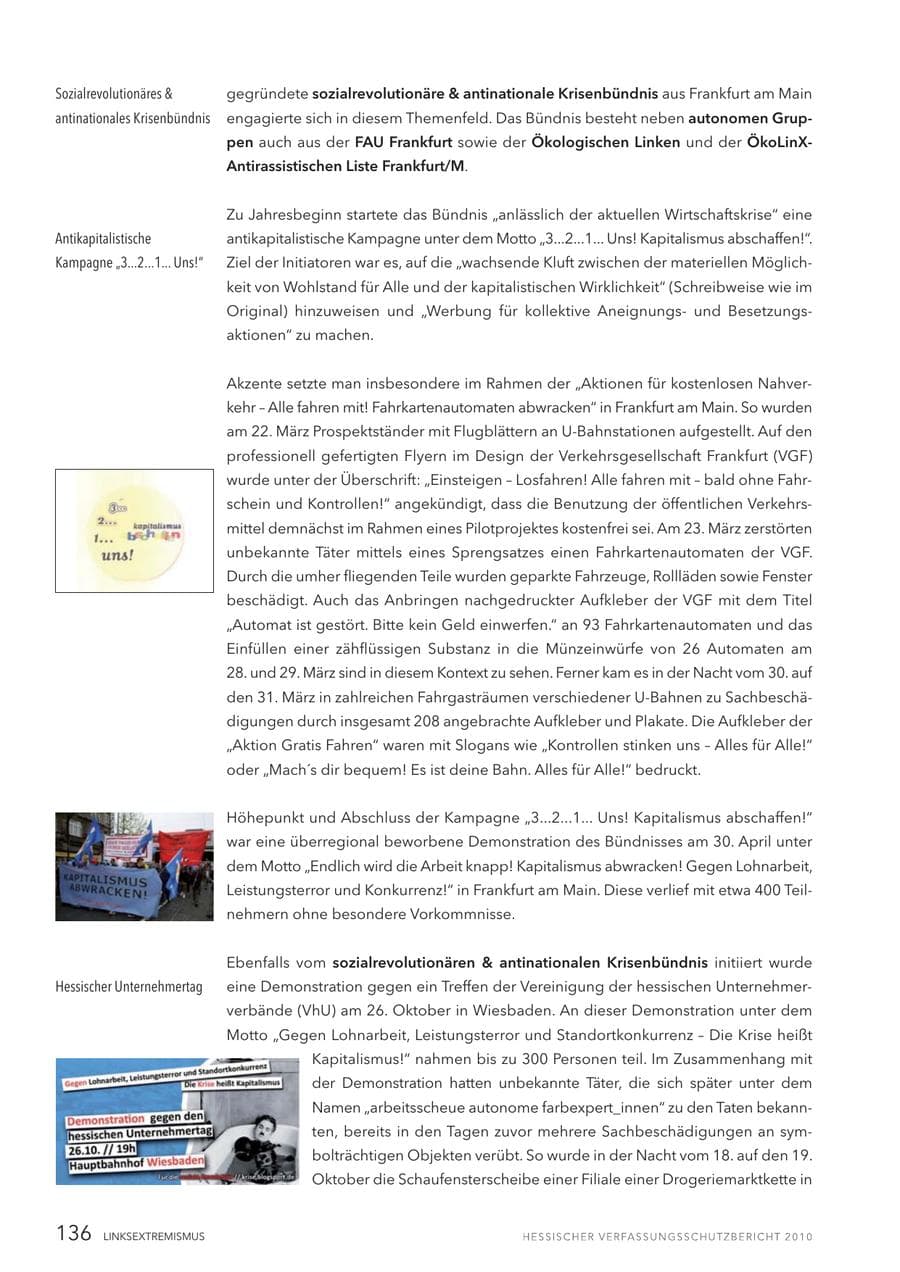 Seite 138 des Verfassungsschutzbericht 2010 Hessen