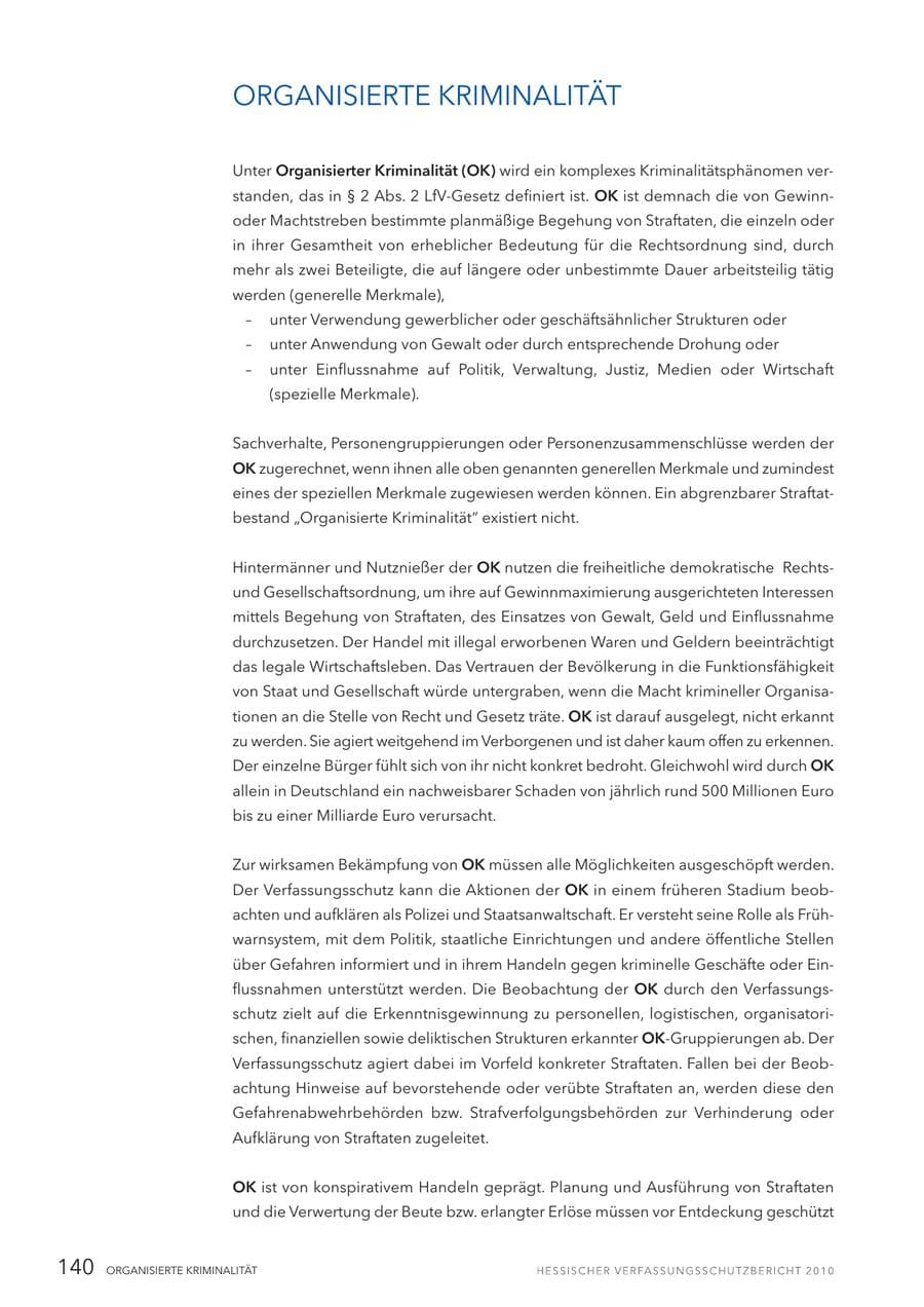 Seite 142 des Verfassungsschutzbericht 2010 Hessen