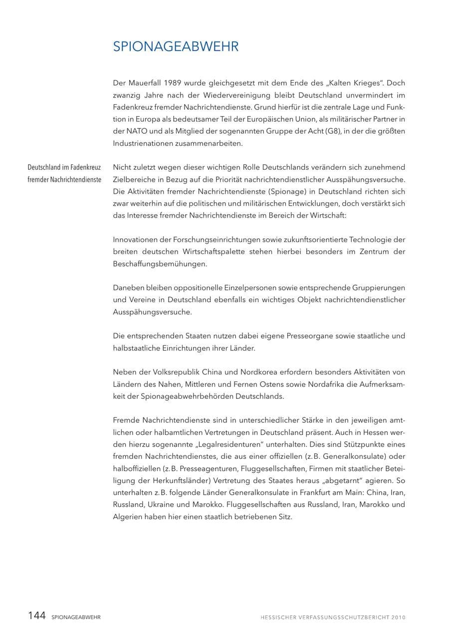Seite 146 des Verfassungsschutzbericht 2010 Hessen