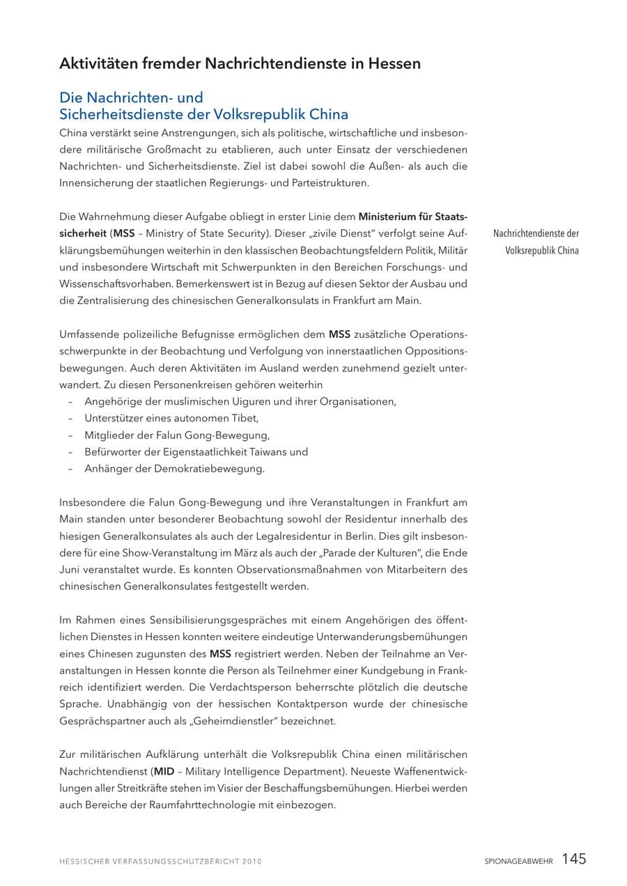 Seite 147 des Verfassungsschutzbericht 2010 Hessen