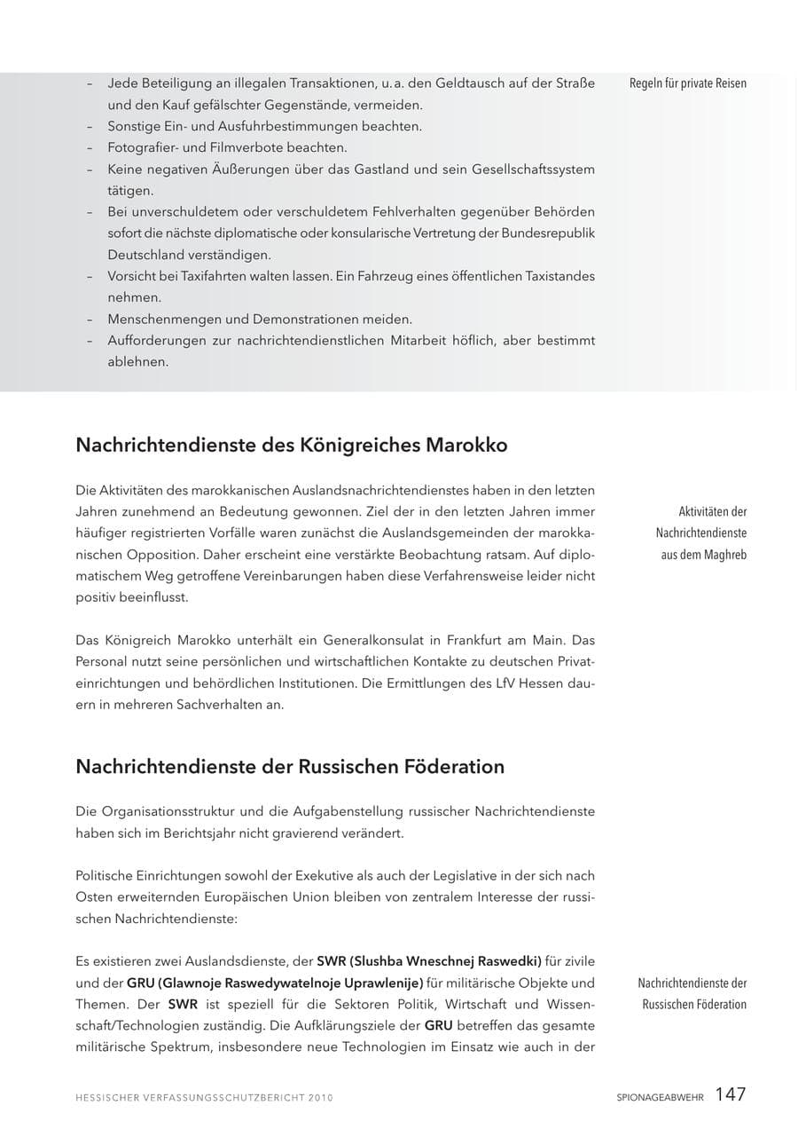 Seite 149 des Verfassungsschutzbericht 2010 Hessen