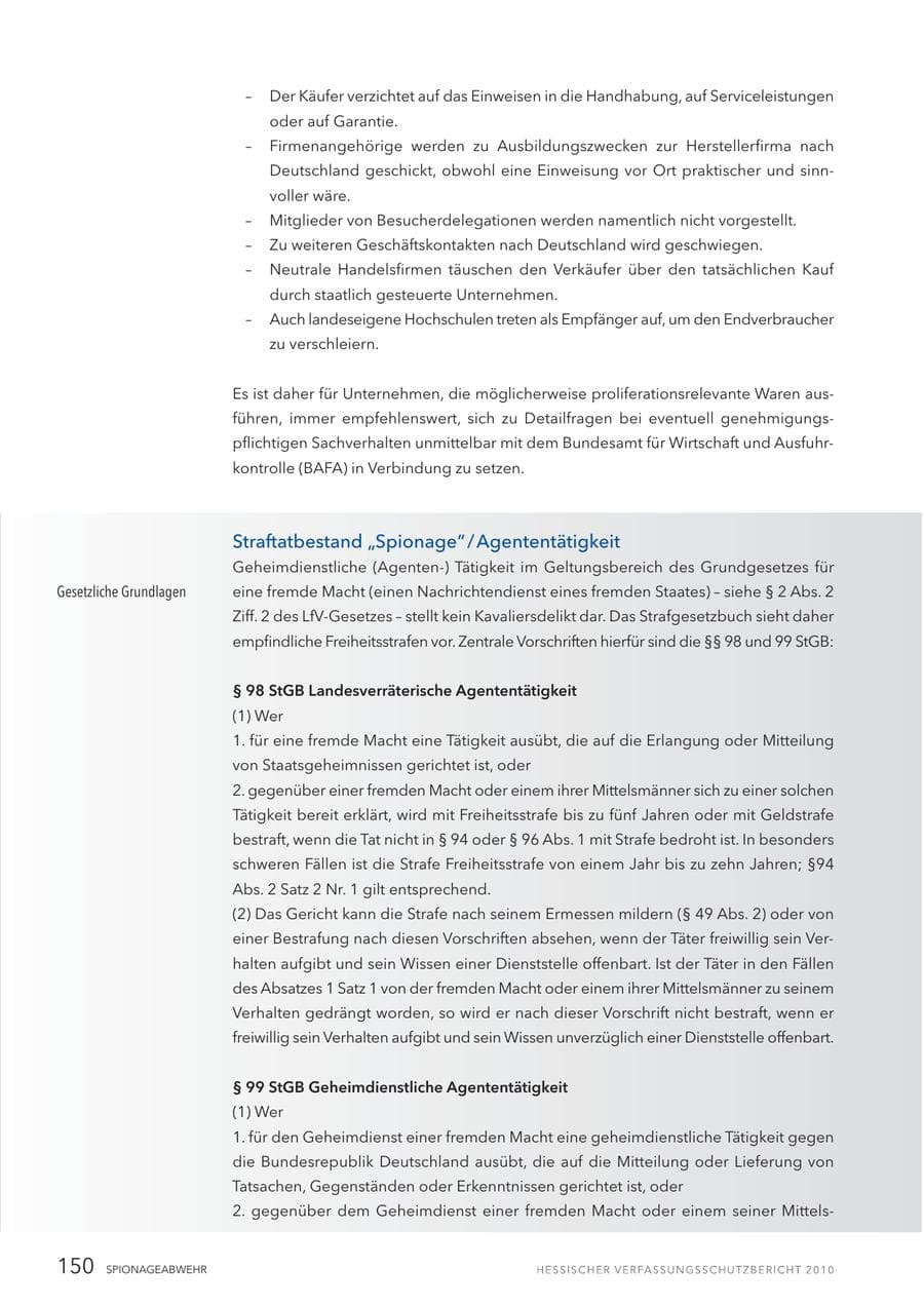 Seite 152 des Verfassungsschutzbericht 2010 Hessen